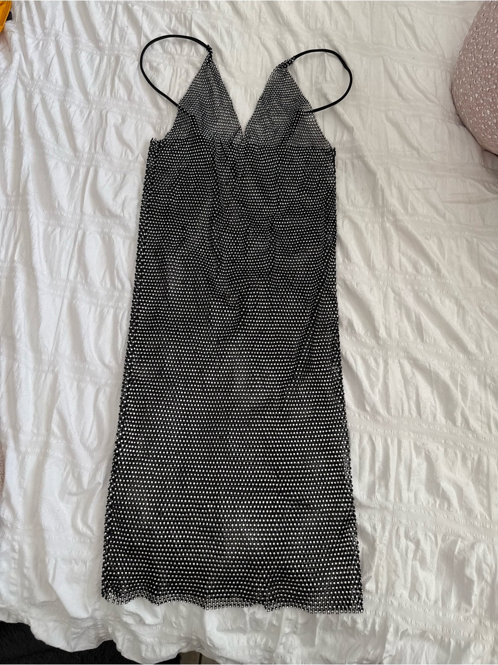 Spaghetti Strap Black & White Polka Dot Slip Dress